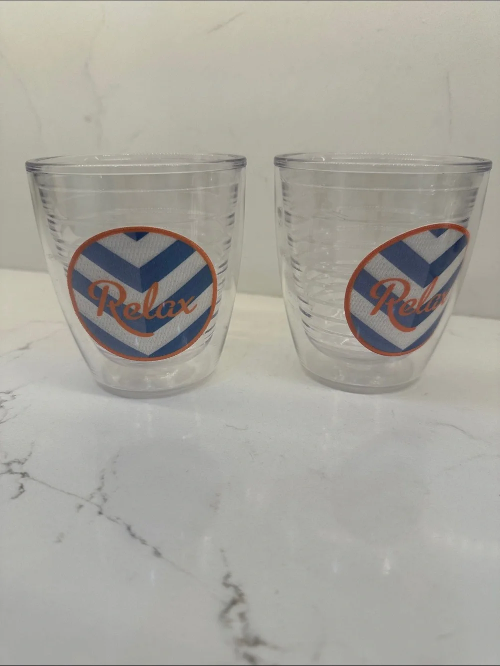 TERVIS “Relax” Double Wall Tumbler - Clear with Blue & Orange Accent